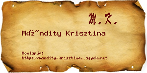 Mándity Krisztina névjegykártya